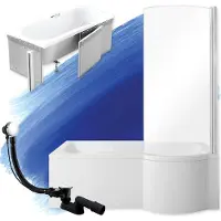 Badland INSPIRO bad met douchewand 150 x 70 cm rechts wit met styropor ombouw
