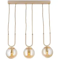 HowHomely | Hanglamp - Mora - 60 cm - Beige met gouden accenten - Modern design - 3 lichtpunten