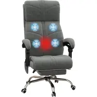 Vinsetto massage bureaustoel - fluweel (100% polyester) - 64x70x117cm - grijs