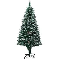 vidaXL Kunstkerstboom met LED en kerstballen en dennenappels 180 cm