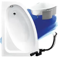 Badland CORNEA hoekbad 140 x 80 cm links wit met styropor ombouw