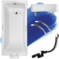 Badland OPTIMA PREMIUM ligbad 170 x 70 cm wit met handgrepen met hoofdsteun