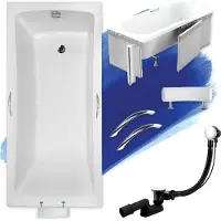 Besco OPTIMA PREMIUM ligbad 170 x 70 cm wit met styropor ombouw met handgrepen met hoofdsteun