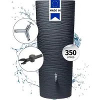 Graf NATURA 2in1 regenton compleet set 350 L graphite grey incl. Design chroom-uitloopkraan en regenpijp aansluiting