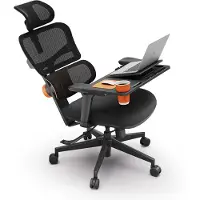 NEWTRAL NT001 Ergonomische Bureaustoel – Hoge Rugleuning, Adaptieve Lendensteun, 3D Armleuningen, 96°-136° Kantel, Afneembare Workstation – Zwart