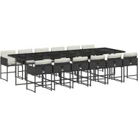vidaXL 13-delige Tuinset met kussens poly rattan zwart