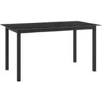 The Living Store Aluminium Tafel - Tuin Tafel - Tuintafel 150x90x74 cm aluminium en glas zwart - Zwarte Tafel - Eetkamertafel - Buiten Tafel