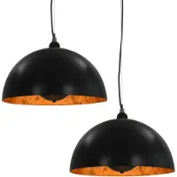 vidaXL Plafondlampen 2 st halfrond E27 40 cm zwart en goudkleurig