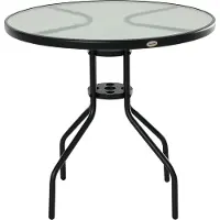 Outsunny - Balkontafel - met Parasolgat - Rond - Zwart