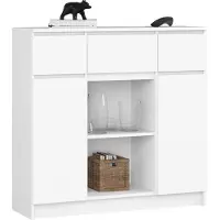 Akord Ladekast K100 met 3 Lades, 2 Deuren en 1 Plank / Furniture Factory / Wit / 101 x 98 x 35 cm
