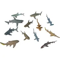 Wild republic Haaienspeelgoed Natuurbuis Waterdier Haai Feestartikelen Oceaan Speelgoed Kindercadeaus Educatief Speelgoed 12 Stuks 1,5" tot 3"