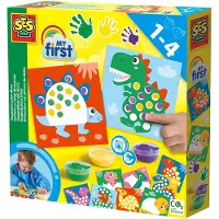 SES Creative My First Vingerverf Set - Vingerafdruk Dino's - Vanaf 1 Jaar - 10 Kaarten - Babyproof - Glutenvrij - Schoencadeautjes Sinterklaas
