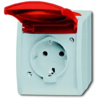 ABB 2CKA002083A0825 Geaard stopcontact Met deksel IP44 Rood, Robijn-rood