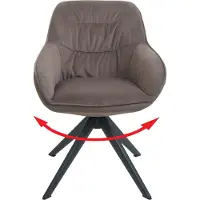 MCW Eetkamerstoel -K28, keukenstoel gestoffeerde stoel stoel met armleuningen, draaibaar, metaal ~ stof/textiel bruin