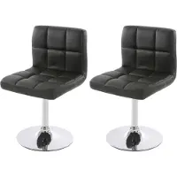 Mendler Set van 2 eetkamerstoelen Bureaustoel Stoel Kavala kunstleer chroom ~ zwart