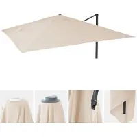 Mendler Vervangingsstof voor luxe terrasparasol HWC-A96, zonneschermhoes, vervangingshoes, 3x3 meter (diameter 4,24 meter), polyester, crème kleur