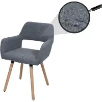 MCW Eetkamerstoel -A50 II, stoel Keukenstoel Gestoffeerde stoel, hout Stof/textiel Bouclé (450 g/m²) MVG ~ donkergrijs