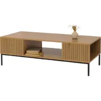 Mendler Salontafel -O39, tafel bank tafel bijzettafel plank, melamine MDF 39x120x60cm ~ natuur
