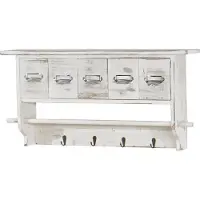 MCW Kapstok -C49, wandkapstok wandplank, vintage met 5 laden 32x65x13cm ~ shabby look, wit