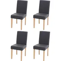 Mendler Set van 4 eetkamerstoelen, keukenstoelen Littau, MVG-gecertificeerd ~ kunstleer, matgrijs, lichte poten