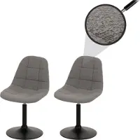 MCW Set van 2 eetkamerstoelen -A60, keukenstoel draaistoel, staal MVG stof/textiel bouclé (450g/m²) ~ grijs