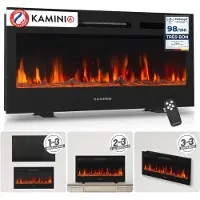 KAMINIO Elektrische haard MARLON - Elektrische 3-in-1 haard met verwarming, 3D-vlameffect, 12 vlamkleuren, afstandsbediening - 36 inch