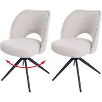 Mendler Set van 2 eetkamerstoelen -N72, gestoffeerde keukenstoel, draaibaar met Auto-Return, stof/textiel (420 g/m²) ~ crème