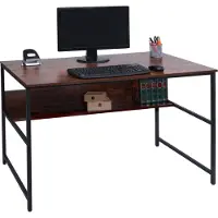 MCW Bureau -K80, bureau computer bureau werkblad, metaal MDF 120x60cm ~ bruin