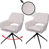 MCW Set van 2 eetkamerstoelen -N74, keukenstoel, draaibaar met terugloop, chenille stof (490g/m²) Oeko-Tex ~ crème