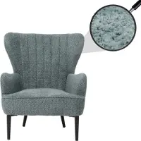 MCW Loungestoel -K37, cocktail-/oorstoel, gestoffeerde stoel, retro-vintage, chenille (500 g/m²) ~ blauwgroen