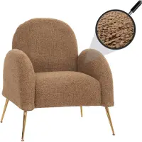 Mendler Lounge fauteuil -N69, cocktail fauteuil, retro nosa ophanging stof/textiel chenille MVG-gecertificeerd ~ koffie