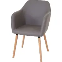 Mendler Eetkamerstoel Malmö T381, stoel keuken, retro jaren 50 design ~ kunstleer, taupe-grijs, lichte poten