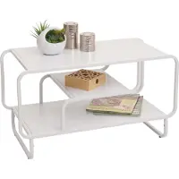 Mendler Salontafel -O49, salontafel, industrieel, 3 legplanken, metaal, 45x80x40 cm ~ wit