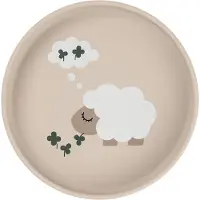 Done by Deer - Silicone Stick&Stay plate - Tiny farm Sand - Ø 18 x H 3 cm