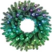 Twinkly Pre-lit Wreath – 50 RGB LEDs. Regal 24" green cord. Type C plug.