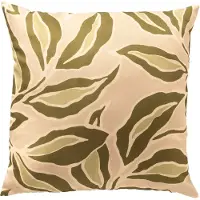 Textino ELARA - kussenhoes outdoor 45x45 cm - bladmotief - Semolina - beige, groen