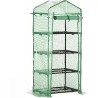 Outsunny - Foliekas - 4 planken - Weerbestendig - Groen