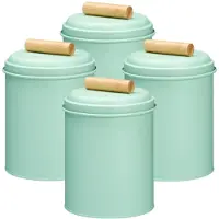 Excellent houseware Voorraadpot / koekjes bewaarblik Bart - 4x - 14 x 20 cm - metaal - mintgroen - keuken voorraadpotten