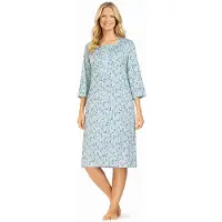 Comtessa - Klassiek dames nachthemd - Bloemen - Blauw - 3/4 mouw - Maat 48