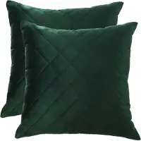 Ferocity - Set fluwelen kussens - 2 kussens met hoes - bankkussen voor de woonkamer, slaapkamer - 45 x 45 cm - Velvet - Gequilted Bottle Green