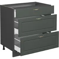 Vicco Fame-Line Keukenonderkast – 80 cm met 3 laden, WB Eik Groen-Goud Landhuis