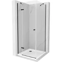 Mexen Roma douchecabine met scharnier 70 x 70 , transparant, zwart + Flat douchebak, wit - 854-070-070-70-00-4010B