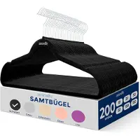 SereneLife Kleerhangers, Fluwelen Hangers, Antislip Zware Duurzame Kledinghangers Set-200Stuks-Duurzaam met 360° Draaihaak