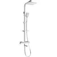 Mexen CQ62 Wandmontageset voor bad en douche met regendouche en thermostaatkraan, verchroomd - 779106295-00