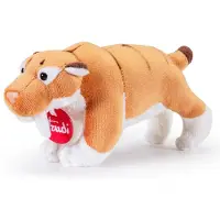 Trudi - Dinosaurussen Knuffel Sabeltandtijger 19 cm - Handgemaakt in Italie - Zacht pluche - Knuffeldier voor jongens en meisjes - Bruin Wit - 19x10x7 cm maat XS