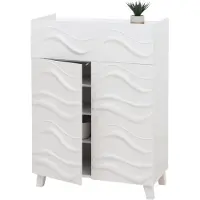 Mendler Ladekast -N86, buffetkast, 3D-golfmotief push-to-open deuren 107x76x36cm ~ wit