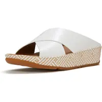 Original Brands Lulu lux graphic-weave leather cross slides