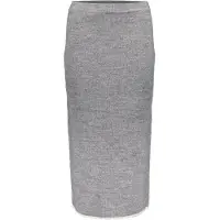 Geisha Skirt Knit Contrast Hem Grey Melange/off-white Maat: S | Midi Rokken Outlet | Dames | Grijs