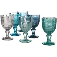 Villa D'Este Home Tivoli Set van 6 wijnglazen Syrah | Villa D'Este Home Tivoli glas blauw 8x8x15 cm wijnglazen | NADUVI