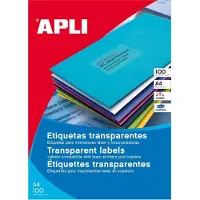 APLI Transparante etiketten ft 70 x 37 mm (b x h), 2.400 stuks, 24 per blad, doos van 100 blad